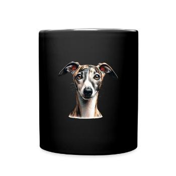 Dog Face - Whippet - Full Colour Mug - black - Front