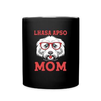 Lhasa Apso - Tasse einfarbig - Schwarz - Vorne