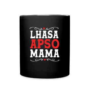 Lhasa Apso Hund - Tasse einfarbig - Schwarz - Vorne