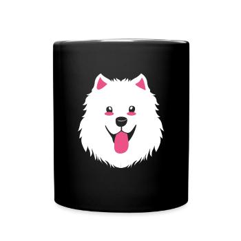 Samojede Hund Samoyed - Tasse einfarbig - Schwarz - Vorne