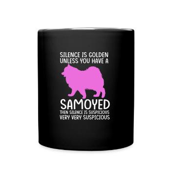 Samojede Hund Samoyed - Tasse einfarbig - Schwarz - Vorne