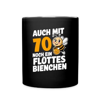 70. Geburtstag 70 Jahre Flottes Bienchen Frau - Tasse einfarbig - Schwarz - Vorne