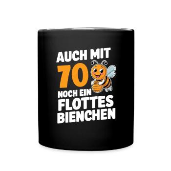 70. Geburtstag 70 Jahre Flottes Bienchen Frau - Tasse einfarbig - Schwarz - Vorne