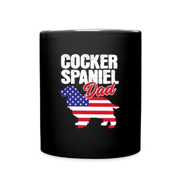 Cocker Spaniel Vater - Tasse einfarbig - Schwarz - Vorne
