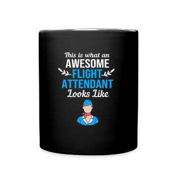 Flugbegleiter Stewardess - Tasse einfarbig - Schwarz - Vorne