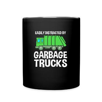 Garbage Truck Garbage Truck Garbage Man Trash Can - Full Colour Mug - black - Front