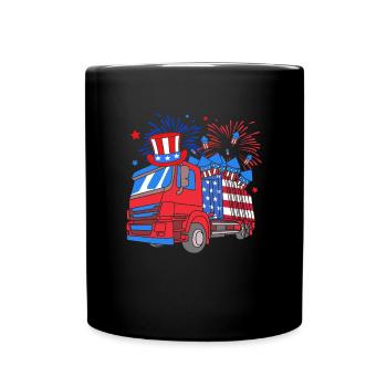 Müllwagen Müllauto Müllmann Mülleimer - Tasse einfarbig - Schwarz - Vorne