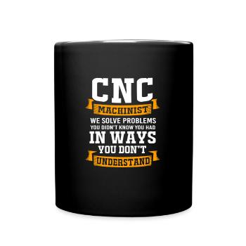 Cutting machine operator Machinist Turner CNC router - Full Colour Mug - black - Front