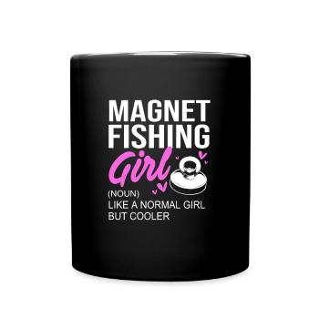 Magnet Angeln Angler Magnetangeln - Tasse einfarbig - Schwarz - Vorne
