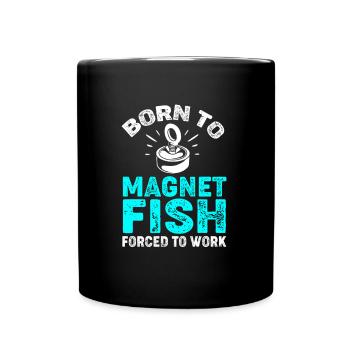 Magnet Angeln Angler Magnetangeln - Tasse einfarbig - Schwarz - Vorne