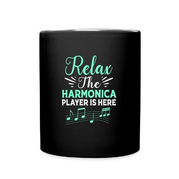 Harmonica Folk Music Folk Festival - Full Colour Mug - black - Front