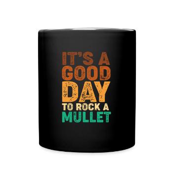 Vokuhila Haarschnitt Mullet - Tasse einfarbig - Schwarz - Vorne