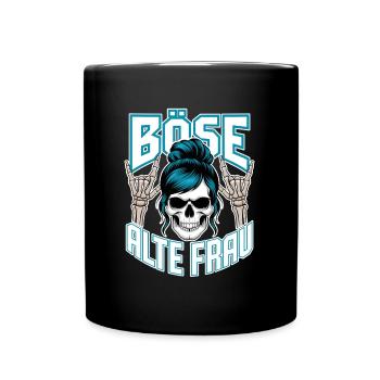 Böse Alte Frau! Rockerin Rockerbraut Motorrad - Tasse einfarbig - Schwarz - Vorne