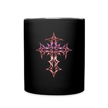 Goth Cross Y2K Emo Cross Gothic Aesthetic Tribal - Full Colour Mug - black - Front