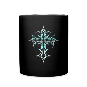 Goth Cross Y2K Emo Cross Gothic Aesthetic Tribal - Full Colour Mug - black - Front