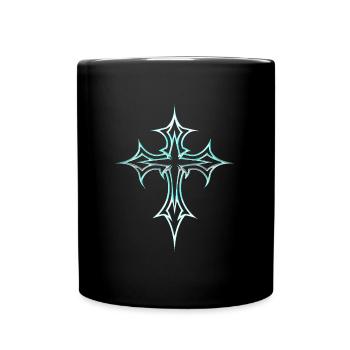 Goth Cross Y2K Emo Cross Gothic Aesthetic Tribal - Full Colour Mug - black - Front