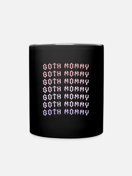 Goth Mommy! Gothic Aesthetics Y2K Cross - Full Colour Mug - black