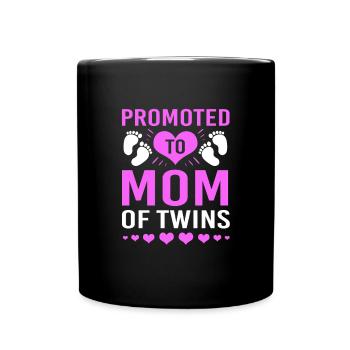 Zwillinge Mama Zwilling Mutter Geschenk - Tasse einfarbig - Schwarz - Vorne