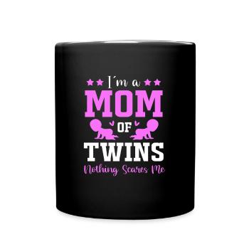 Zwilling Mutter Zwillinge Mama Geschenk - Tasse einfarbig - Schwarz - Vorne