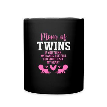 Zwillinge Mama Zwilling Mutter Geschenk - Tasse einfarbig - Schwarz - Vorne
