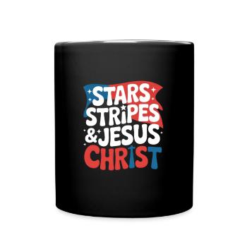 Amerikanischer Gläubiger Christ July 4th Jesus - Tasse einfarbig - Schwarz - Vorne