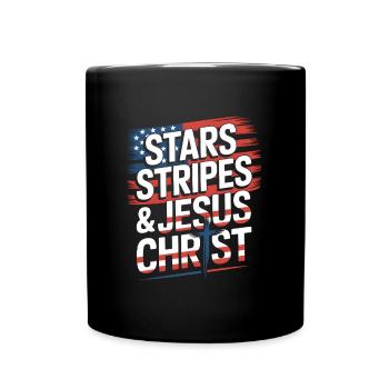 Amerikanischer Gläubiger Christ July 4th Jesus - Tasse einfarbig - Schwarz - Vorne
