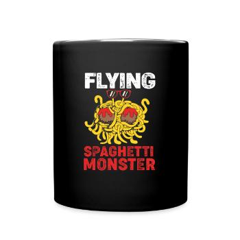 Flying Spaghetti Monster FSM Atheist Pastafari - Tasse einfarbig - Schwarz - Vorne