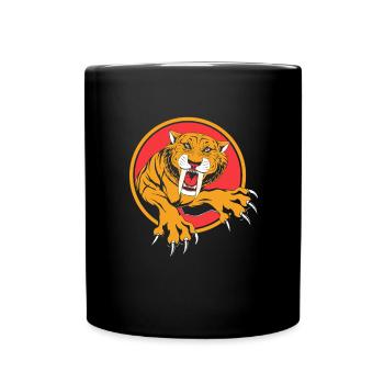 Säbelzahntiger Urzeit - Tasse einfarbig - Schwarz - Vorne