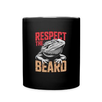 Respect the Beard! Bearded Dragon Reptile Terraristics - Full Colour Mug - black - Front
