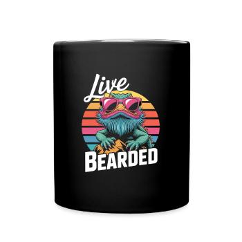 Live Bearded! Bearded Dragon Reptile Terraristics - Full Colour Mug - black - Front