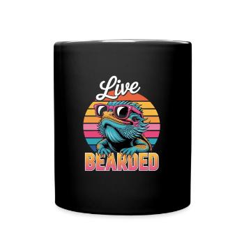 Live Bearded! Bearded Dragon Reptile Terraristics - Full Colour Mug - black - Front