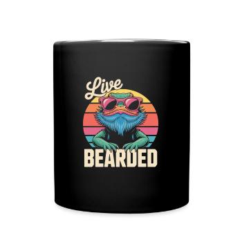 Live Bearded! Bearded Dragon Reptile Terraristics - Full Colour Mug - black - Front