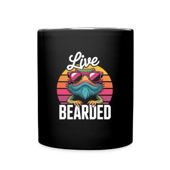 Live Bearded! Bearded Dragon Reptile Terraristics - Full Colour Mug - black - Front