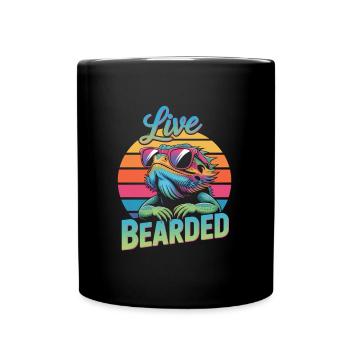 Live Bearded! Bearded Dragon Reptile Terraristics - Full Colour Mug - black - Front