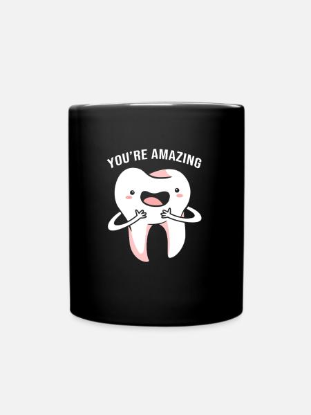 Zahn Dentist Rezeptionist Zahnarzt - Tasse einfarbig - Schwarz