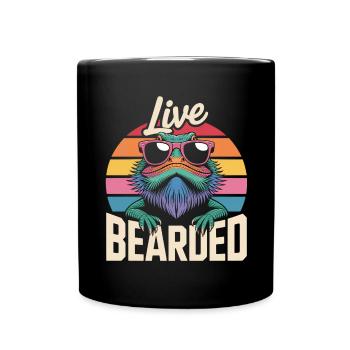 Live Bearded! Bearded Dragon Reptile Terraristics - Full Colour Mug - black - Front