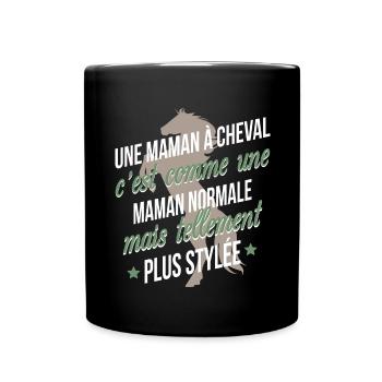 Une maman à cheval - Mug uni - noir - Devant