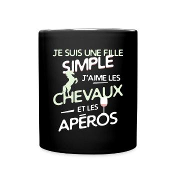 CHEVAL - une fille simple - Mug uni - noir - Devant