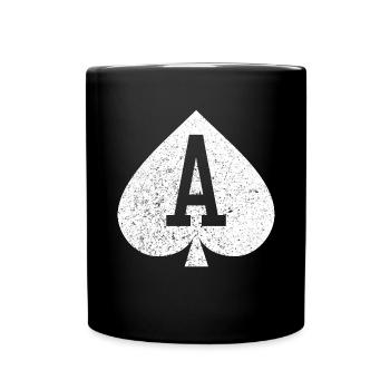 Poker Ass Pik Ace Spade - Tasse einfarbig - Schwarz - Vorne