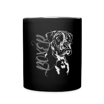 BOXEUR PORTRAIT III Portrait de chien Les chiens de Wilsign - Mug uni - noir - Devant
