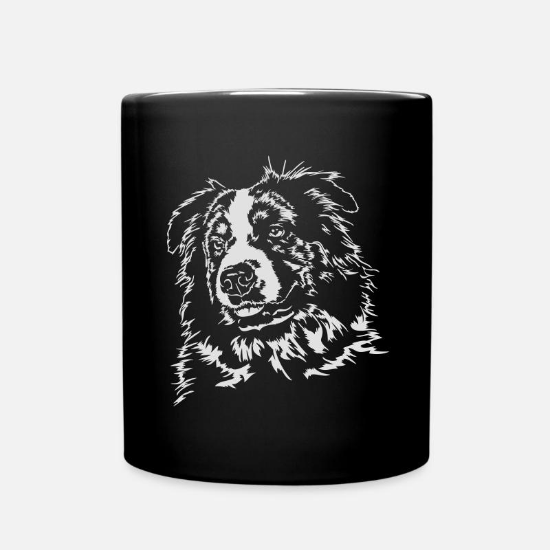 AUSTRALIAN SHEPHERD merle Portrait Wilsigns - Tasse einfarbig - Schwarz