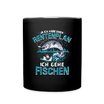 Fischer Rentenplan Angler Vater Geschenk Fischen - Tasse einfarbig - Schwarz - Vorne