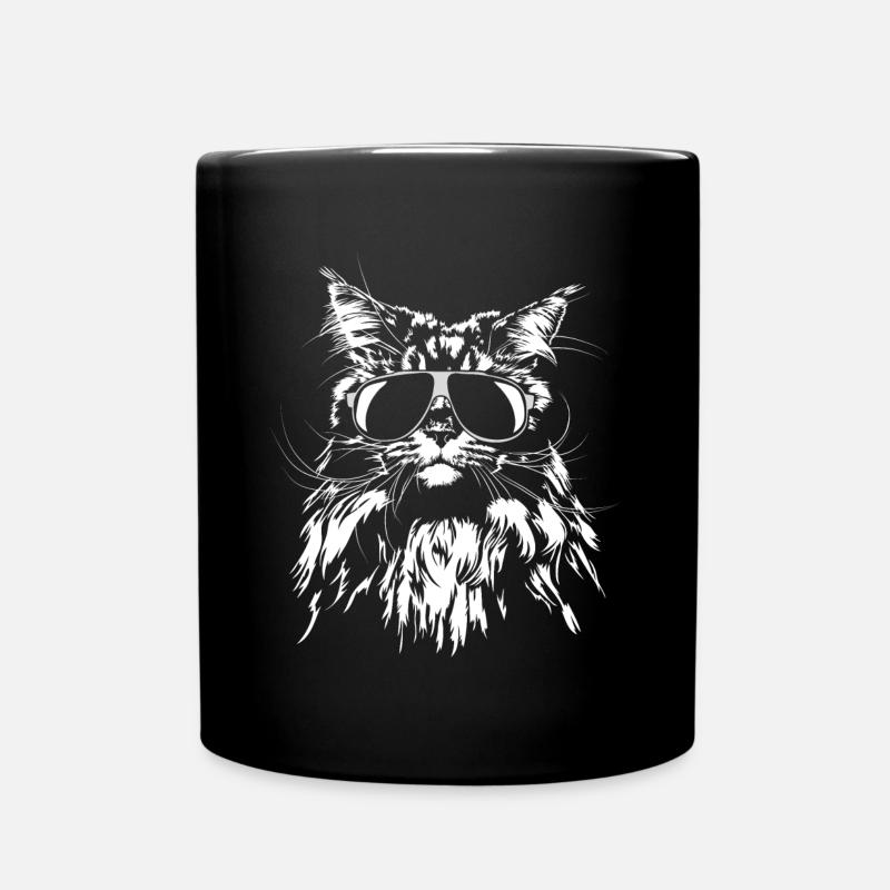 MAINE COON cool Sonnenbrille Wilsigns Katze Katzen - Tasse einfarbig - Schwarz