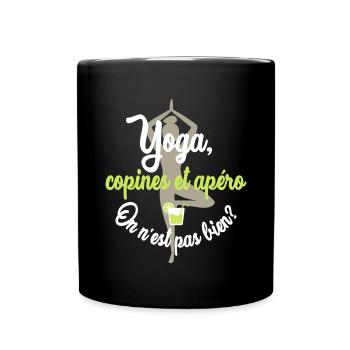 Yoga, copines et apéro - Mug uni - noir - Devant