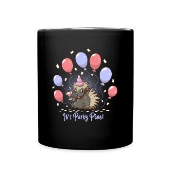 Its Party Pine - Party Stachelschwein - Tasse einfarbig - Schwarz - Vorne