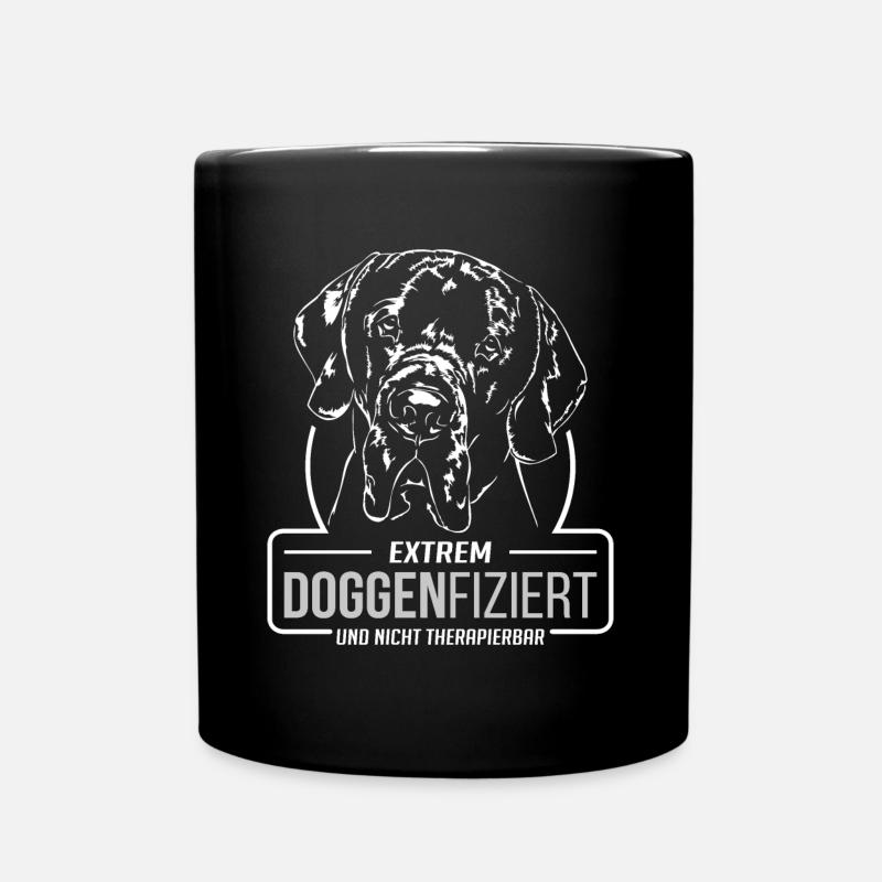 DOGGENFIZIERT Deutsche Dogge Hundespruch Wilsigns - Tasse einfarbig - Schwarz