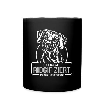 RIDGIFIZIERT Rhodesian Ridgeback Hunde Wilsigns - Tasse einfarbig - Schwarz - Vorne