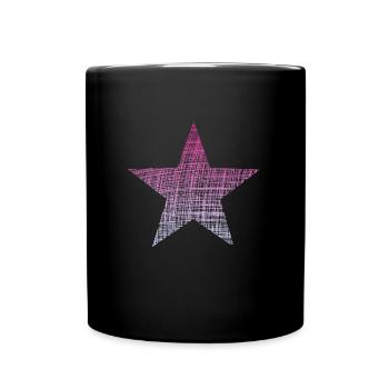 pink star , rosa Stern , Vintage - Tasse einfarbig - Schwarz - Vorne