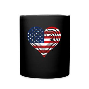 USA heart love America - Tasse einfarbig - Schwarz - Vorne