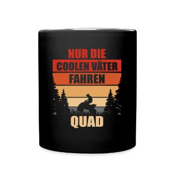 Quadfahrer Geschenkidee Quadfahren Quad ATV - Tasse einfarbig - Schwarz - Vorne
